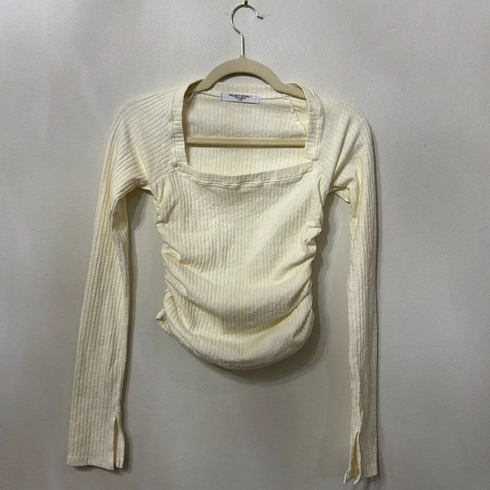 Project Social T Ribbed Long Sleeve with Ruching x-Small - Picture 2 of 6